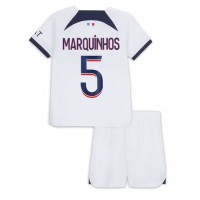 Dres Paris Saint-Germain Marquinhos #5 Preč pre deti 2023-24 Krátky Rukáv (+ trenírky)